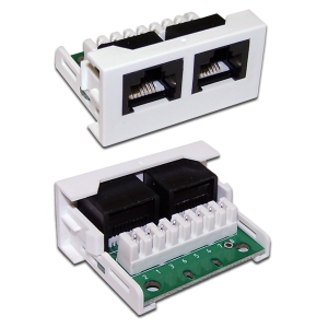 22.5x45 Mosaic insert with Y-Adapter, 2 Ethernet ports, white